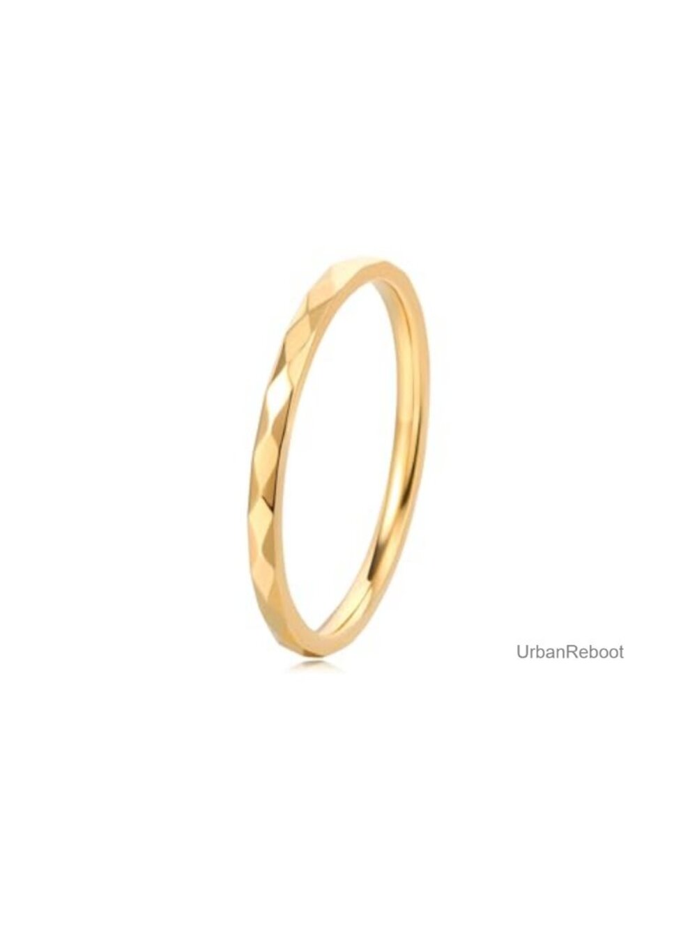 Gold Plated Thin Stacking Rings for Women, Hammered Beaded Twist Band 2mm